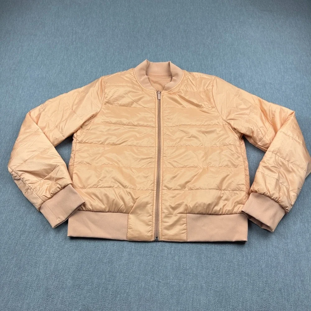 Lululemon Jacket Womens 10 Smoky Blush Non Stop Reversible Bomber Full Zip Logo
